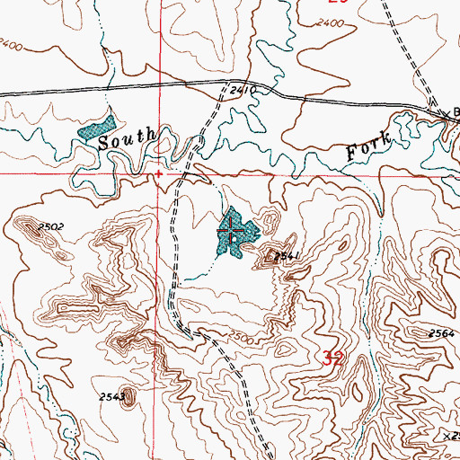 Topographic Map of Late Creek Reservoir Dam, MT