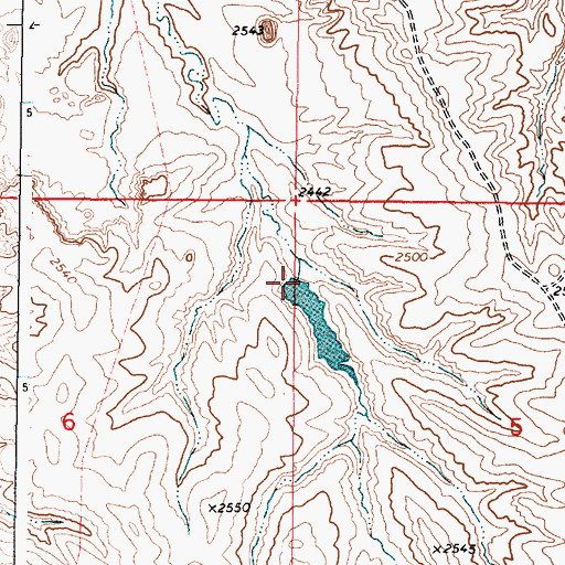 Topographic Map of South Rock Creek Reservoir Dam, MT