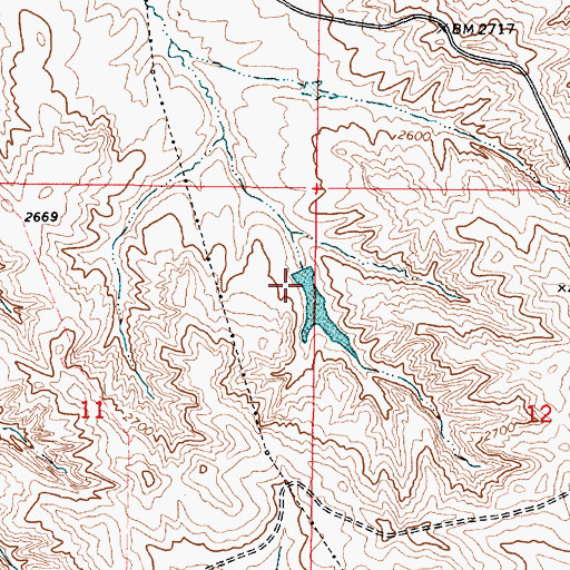 Topographic Map of Bobcat Reservoir Dam, MT