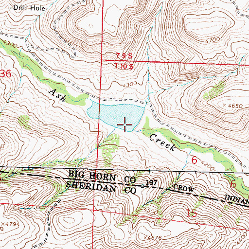 Topographic Map of Bar V Number 1 Dam, MT