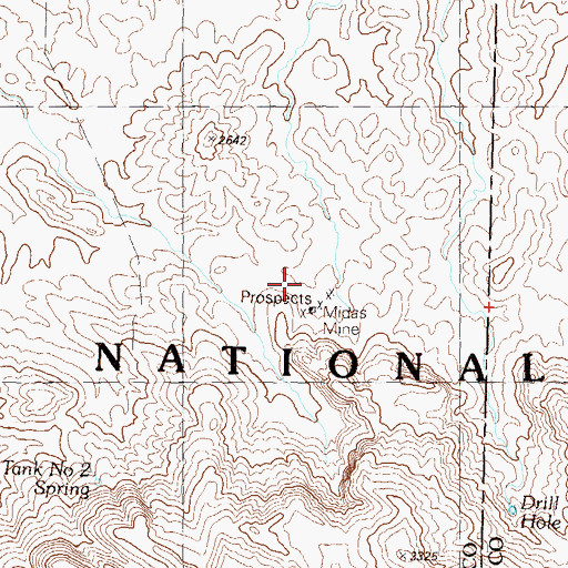 Topographic Map of Midas Mine, AZ