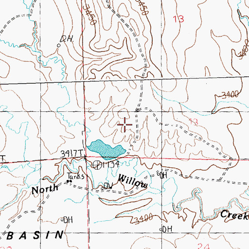 Topographic Map of Oset Number 1 Dam, MT
