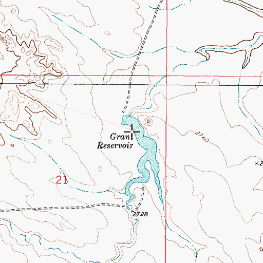 Topographic Map of Grant Reservoir Dam, MT