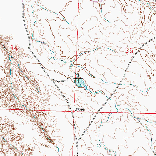Topographic Map of Hill Number 2 Dam, MT