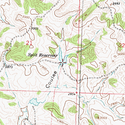 Topographic Map of Split Dam, MT