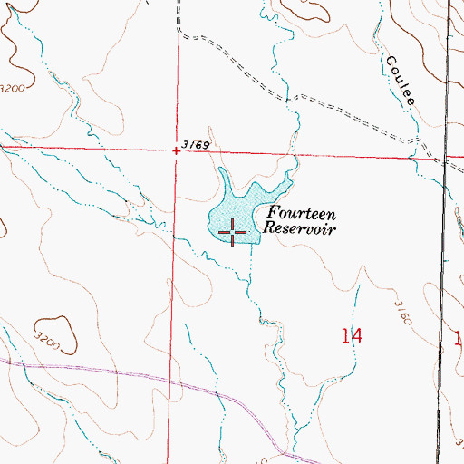 Topographic Map of Fourteen Dam, MT