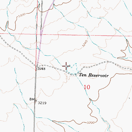 Topographic Map of Ten Dam, MT