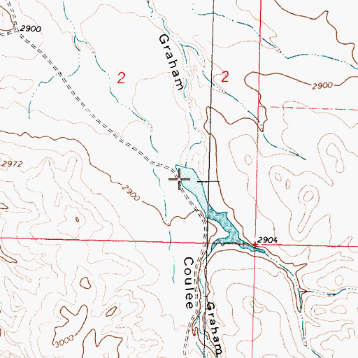 Topographic Map of School Number 2 Dam, MT