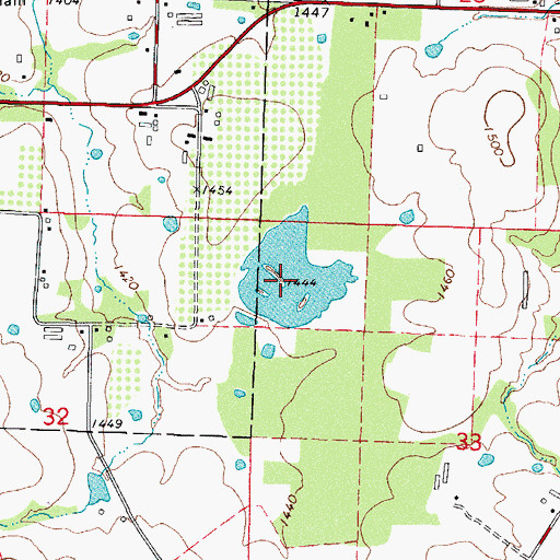 Topographic Map of Rodgers Lake Dam, AR