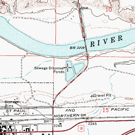 Topographic Map of Terry Sewage Ponds Dam, MT