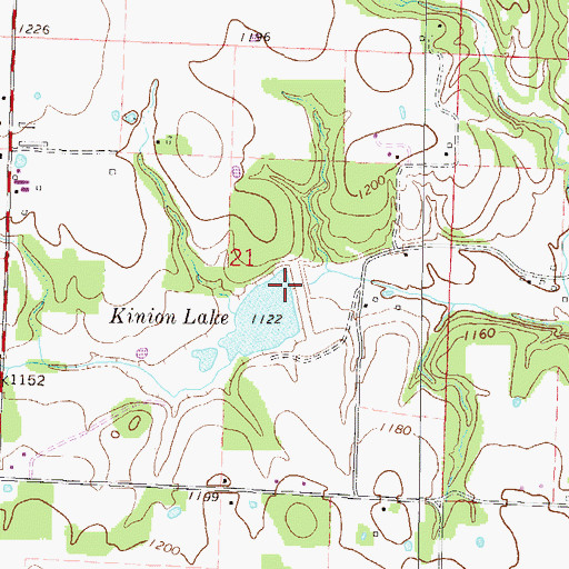 Topographic Map of Kinion Lake Dam, AR