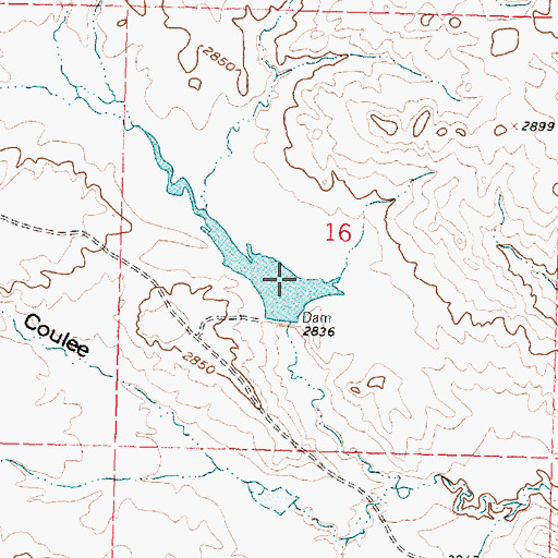 Topographic Map of Montana Number 19 Dam, MT