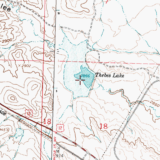 Topographic Map of Thebes Lake Dam, MT