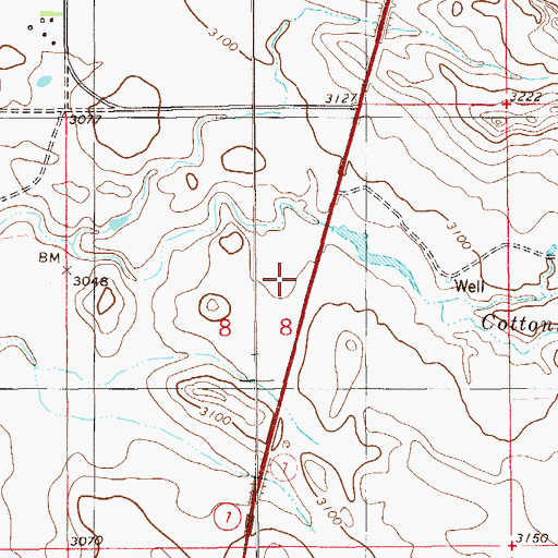 Topographic Map of Mildred Number 1 Dam, MT