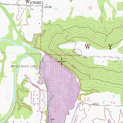 Topographic Map of Lake Sequoyah Dam, AR