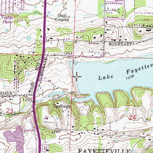 Topographic Map of Lake Fayetteville Dam, AR