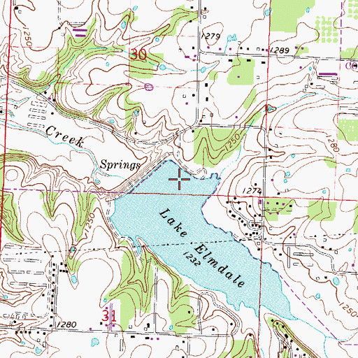 Topographic Map of Lake Elmdale Dam, AR