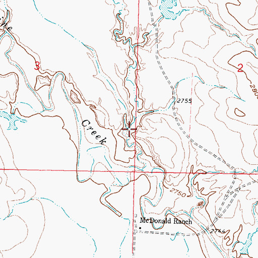 Topographic Map of Cherry Creek Number 9 Dam, MT