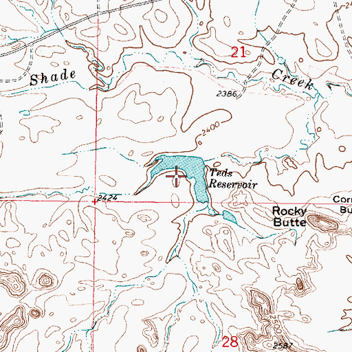 Topographic Map of Teds Reservoir Dam, MT