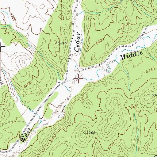 Topographic Map of Middle Cedar Creek, AZ