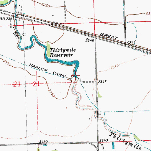 Topographic Map of Thirthmile Reservoir Dam, MT