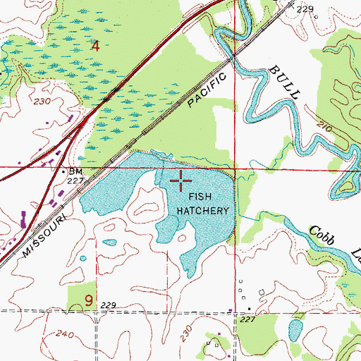 Topographic Map of Kinley Lake Dam, AR