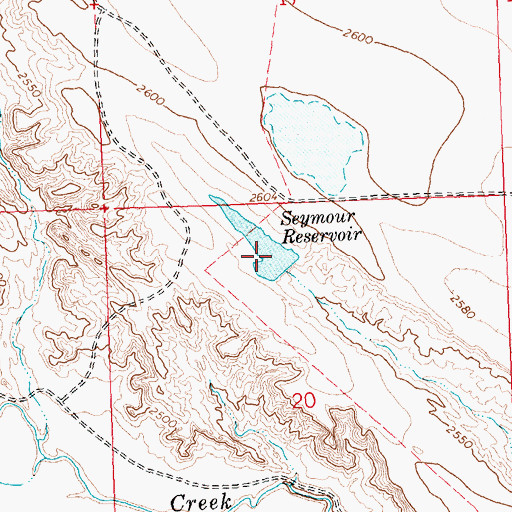 Topographic Map of Seymour Reservoir Dam, MT