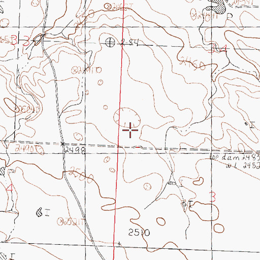 Topographic Map of Slim Dam, MT