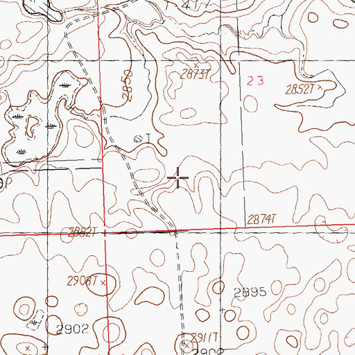 Topographic Map of Rocky Dam, MT
