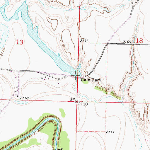 Topographic Map of Cain Dam, MT