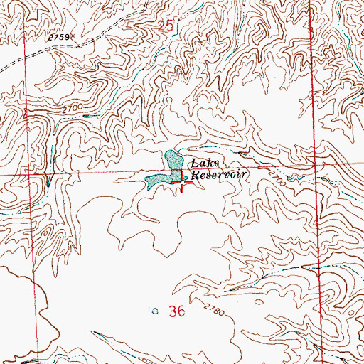 Topographic Map of Lake Reservoir Dam, MT