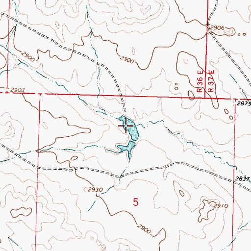 Topographic Map of Tom Number 2 Dam, MT