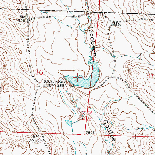 Topographic Map of Montana Number 10 Dam, MT