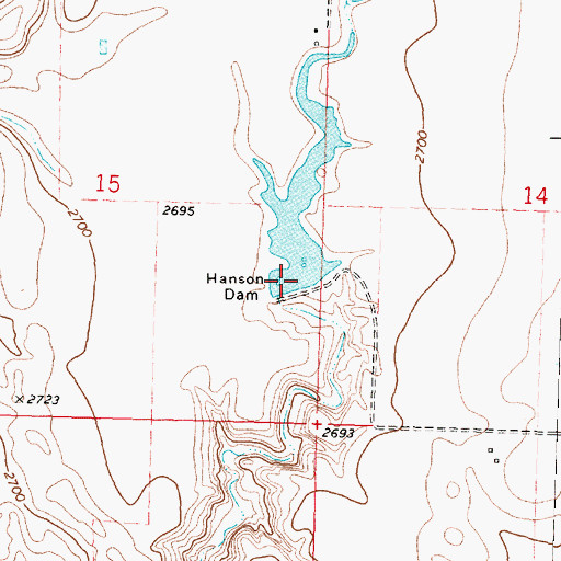 Topographic Map of Hanson Dam, MT