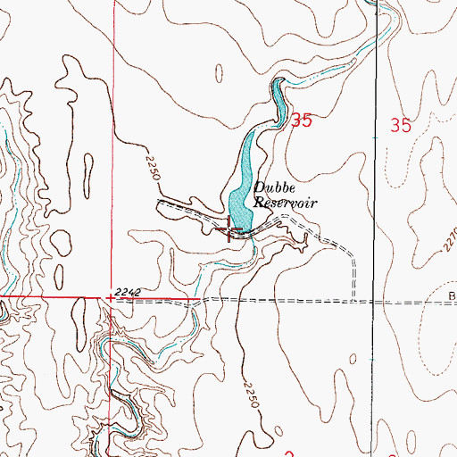 Topographic Map of Dubbe Reservoir Dam, MT