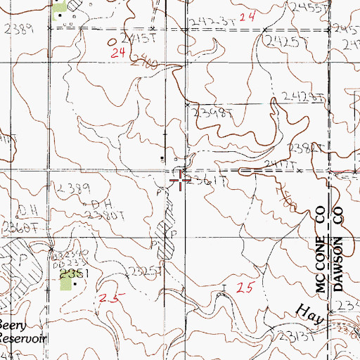 Topographic Map of Berrys Land Number 3 Dam, MT