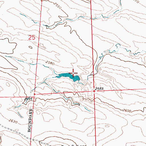 Topographic Map of Rocky Number 2 Dam, MT