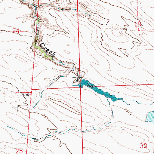 Topographic Map of Rocky Number 1 Dam, MT