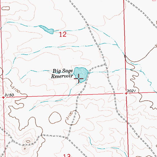 Topographic Map of Big Sage Reservoir Dam, MT