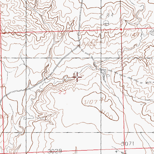Topographic Map of Old Woman Reservoir Dam, MT