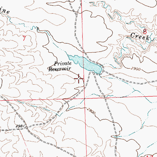 Topographic Map of Private Reservoir Dam, MT