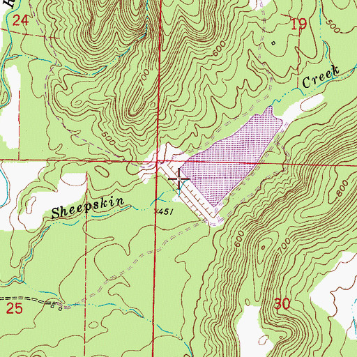 Topographic Map of East Fork Point Remove Site Five Dam, AR