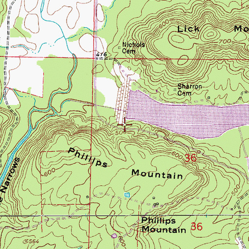 Topographic Map of East Fork Point Remove Site Six Dam, AR