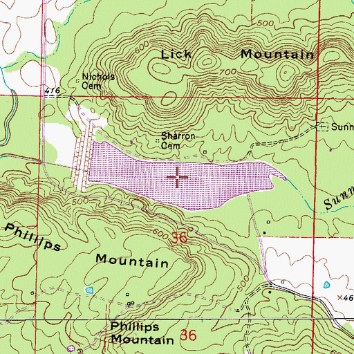 Topographic Map of East Fork Point Remove Site Six Reservoir, AR