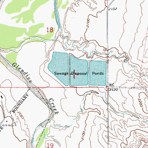 Topographic Map of Glendive Sewage Disposal Ponds Dam, MT