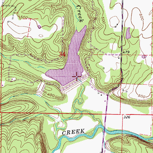Topographic Map of East Fork Point Remove Site Nine Dam, AR