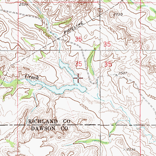 Topographic Map of Wishbone Dam, MT