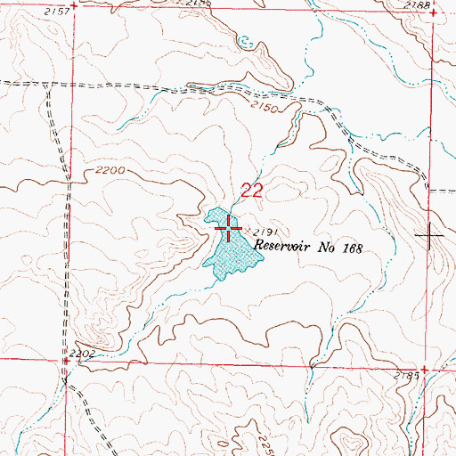 Topographic Map of Reservoir Number 168 Dam, MT
