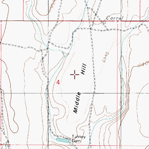 Topographic Map of Middle Hill, AZ