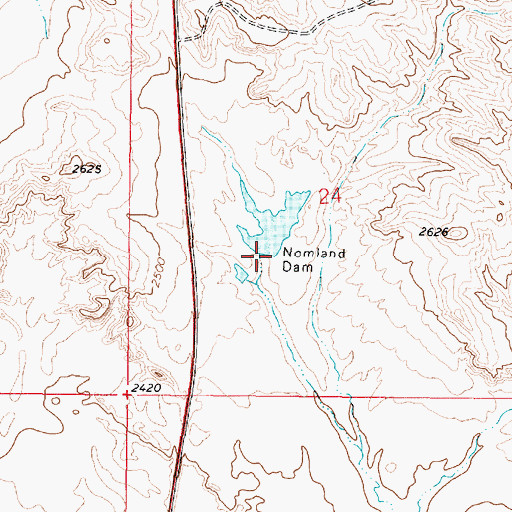 Topographic Map of Nomland Dam, MT